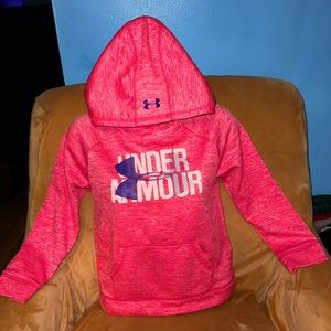 Under Armour Girl Medium (8/10) Hot pink & Purple Hoodie Pullover Fleece Sweater